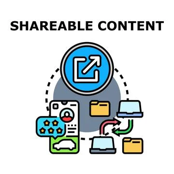 Shareable content distribution and digital marketing concept Stock Illustration