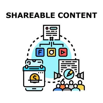 Shareable content marketing strategy and promotion concept Stock Illustration