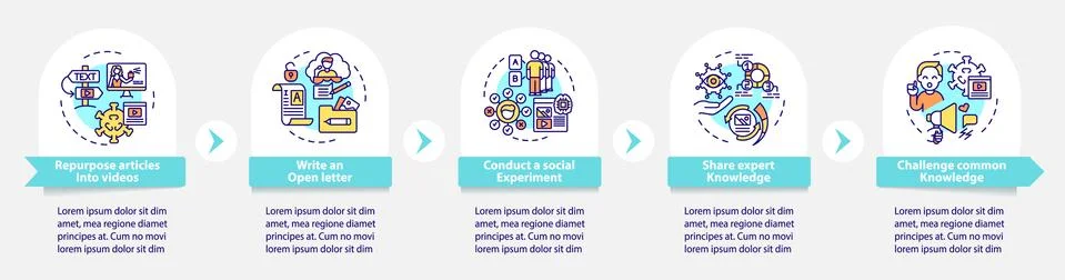 Shareable content methods vector infographic template Stock Illustration