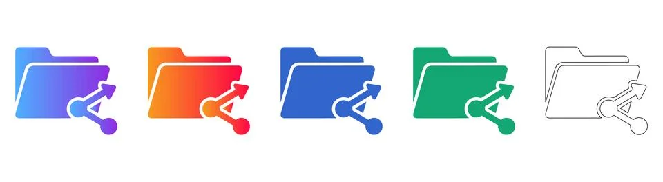 Shareable Folder Icon Set 스톡 일러스트