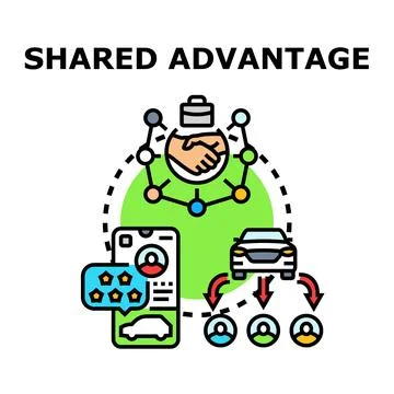 Shared advantage concept connecting people and carpooling services Stock Illustration