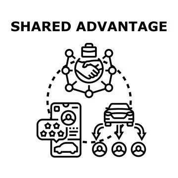 Shared advantage concept connecting people and carpooling services Stock Illustration