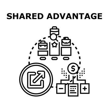Shared advantage concept vector presenting collaboration diagram Stock Illustration