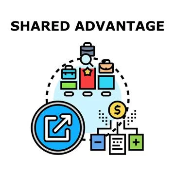 Shared advantage concept vector presenting collaboration diagram Stock Illustration