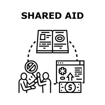 Shared aid concept assisting people receiving support Stock Illustration