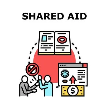 Shared aid concept assisting people receiving support Stock Illustration