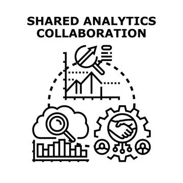 Shared analytics collaboration integrating data and teamwork Stock Illustration