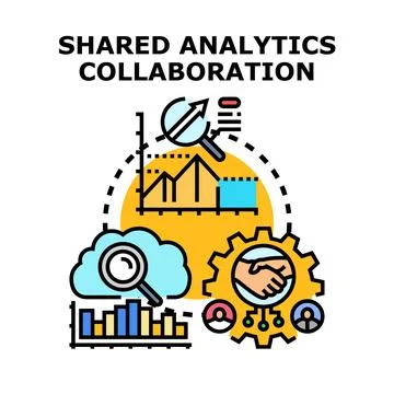 Shared analytics collaboration integrating data and teamwork Stock Illustration