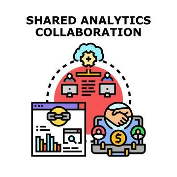 Shared analytics collaboration integrating data and teamwork Ilustración de archivo