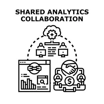 Shared analytics collaboration integrating data and teamwork Stock Illustration