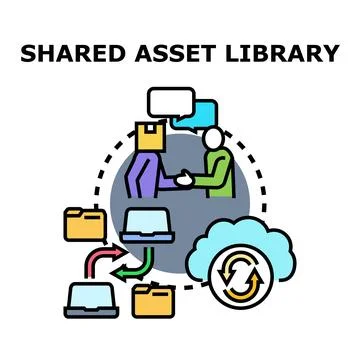 Shared asset library managing digital resources collaboration 스톡 일러스트