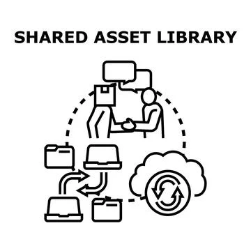 Shared asset library managing digital resources collaboration 스톡 일러스트