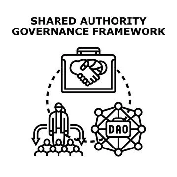 Shared authority governance framework human and ai collaboration, decentraliz Stock Illustration