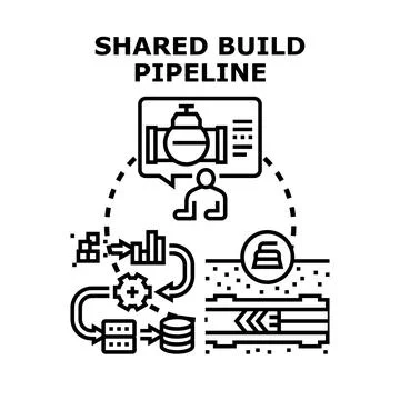 Shared build pipeline concept vector illustration Illustrazione stock