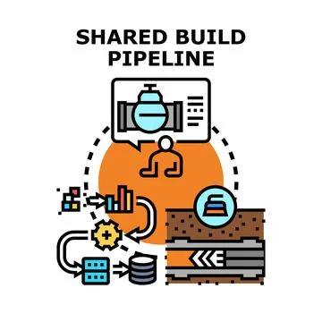 Shared build pipeline concept vector illustration Stock Illustration