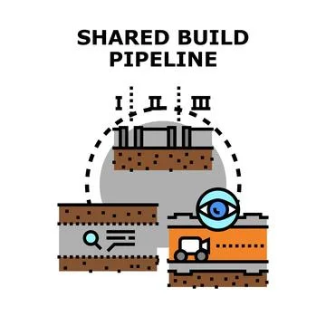 Shared build pipeline project development process Stock Illustration