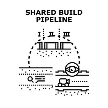 Shared build pipeline project development process Stock Illustration