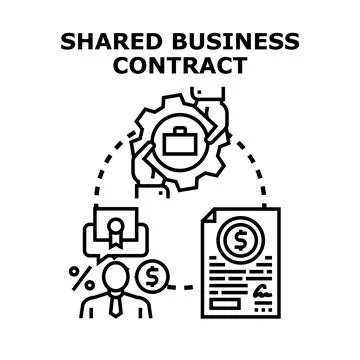 Shared business contract agreement process illustration Illustration
