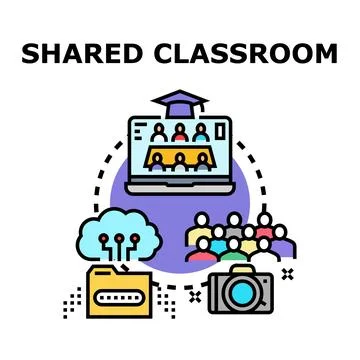 Shared classroom concept vector illustration online learning 스톡 일러스트