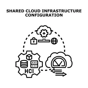 Shared cloud infrastructure configuration concept vector Illustrazione stock