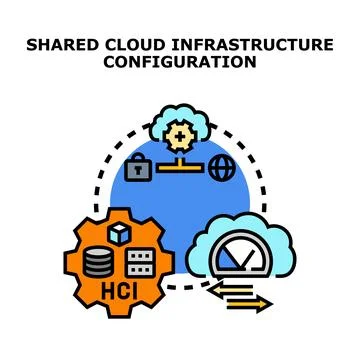 Shared cloud infrastructure configuration concept vector Stock Illustration