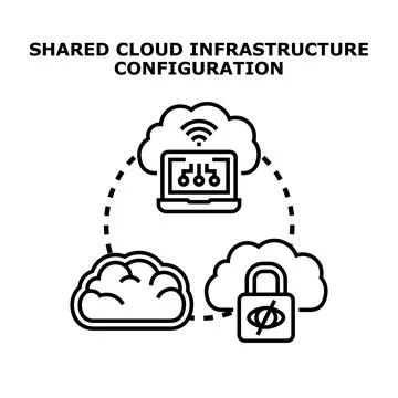 Shared cloud infrastructure security configuration and remote access Stock Illustration