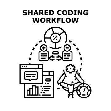 Shared coding workflow concept illustrating collaborative development solutio 스톡 일러스트