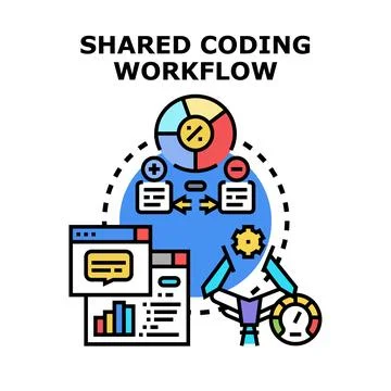 Shared coding workflow concept illustrating collaborative development solutio 스톡 일러스트