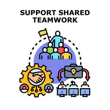Shared collaboration support for business teamwork concepts Stock Illustration