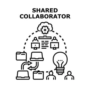 Shared collaborator working process creating team strategy Stock Illustration