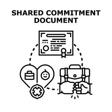 Shared commitment document illustrating work life balance 스톡 일러스트
