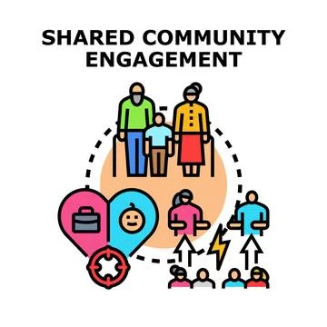 Shared community engagement connecting diverse population groups Stock Illustration