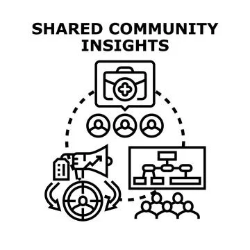 Shared community insights collecting and analyzing data Stock Illustration