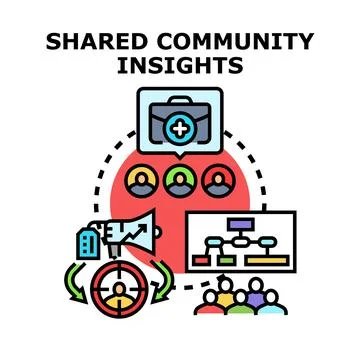 Shared community insights collecting and analyzing data Stock Illustration