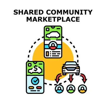Shared community marketplace concept for carpooling service Stock Illustration