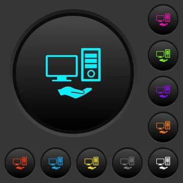 Shared computer dark push buttons with color icons Stockillustratie