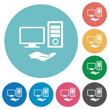 Shared computer flat round icons Illustrazione stock