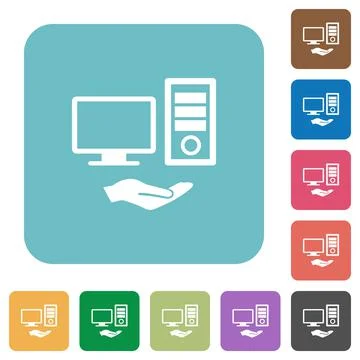 Shared computer rounded square flat icons Stock Illustration