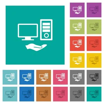 Shared computer square flat multi colored icons イラスト素材