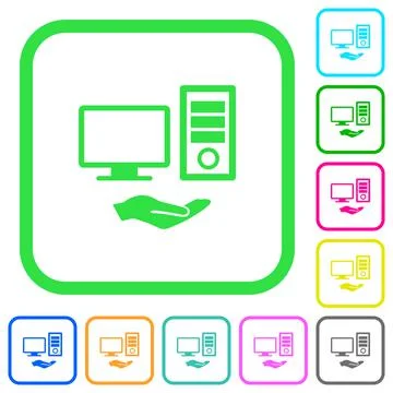 Shared computer vivid colored flat icons Stock Illustration