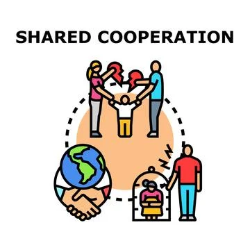 Shared cooperation concept creating family support and partnership Stock Illustration