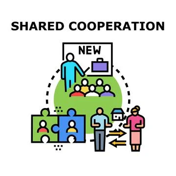 Shared cooperation concept vector line icon illustration 库存插图
