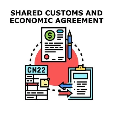 Shared customs economic agreement documents management process Stock Illustration