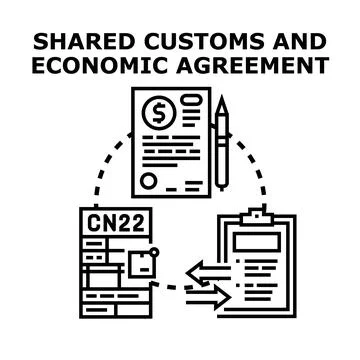 Shared customs economic agreement documents management process Stock Illustration