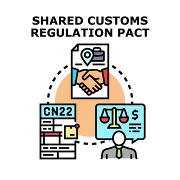 Shared customs regulation pact concept for international trade Illustrazione stock