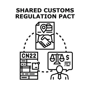 Shared customs regulation pact concept for international trade Stock Illustration