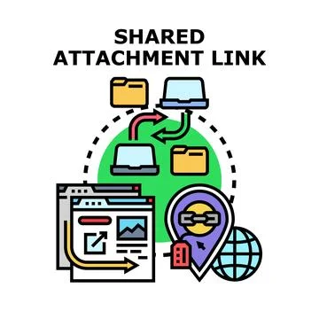 Shared digital attachment link for global data transfer Stock Illustration