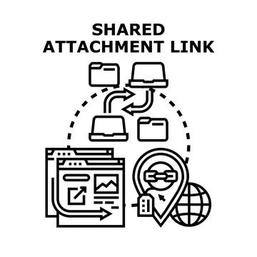 Shared digital attachment link for global data transfer Stock Illustration