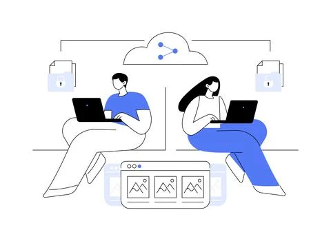 Shared document abstract concept vector illustration. Illustrazione stock