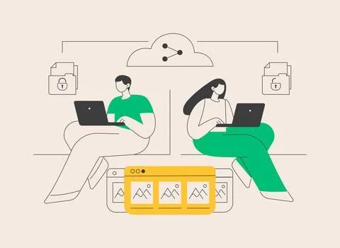 Shared document abstract concept vector illustration. Illustrazione stock